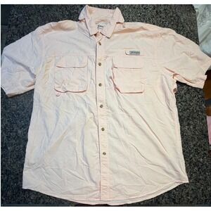 Bimini Bay Outfitters Fishing Shirt Mens XL Peach Short Sleeve Ventilated Mesh